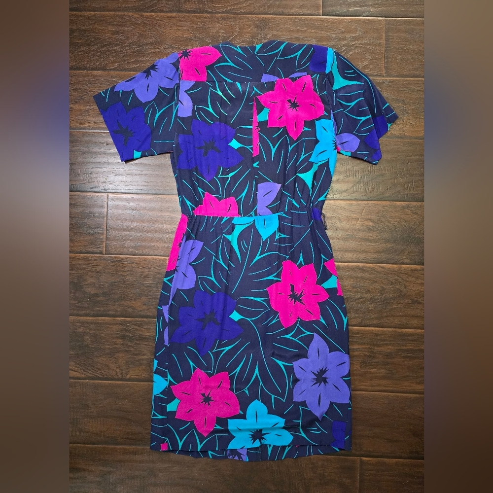 Liz Claiborne Womens Vintage Floral Button Up Silk Dress Size 8 - Picture 2 of 10